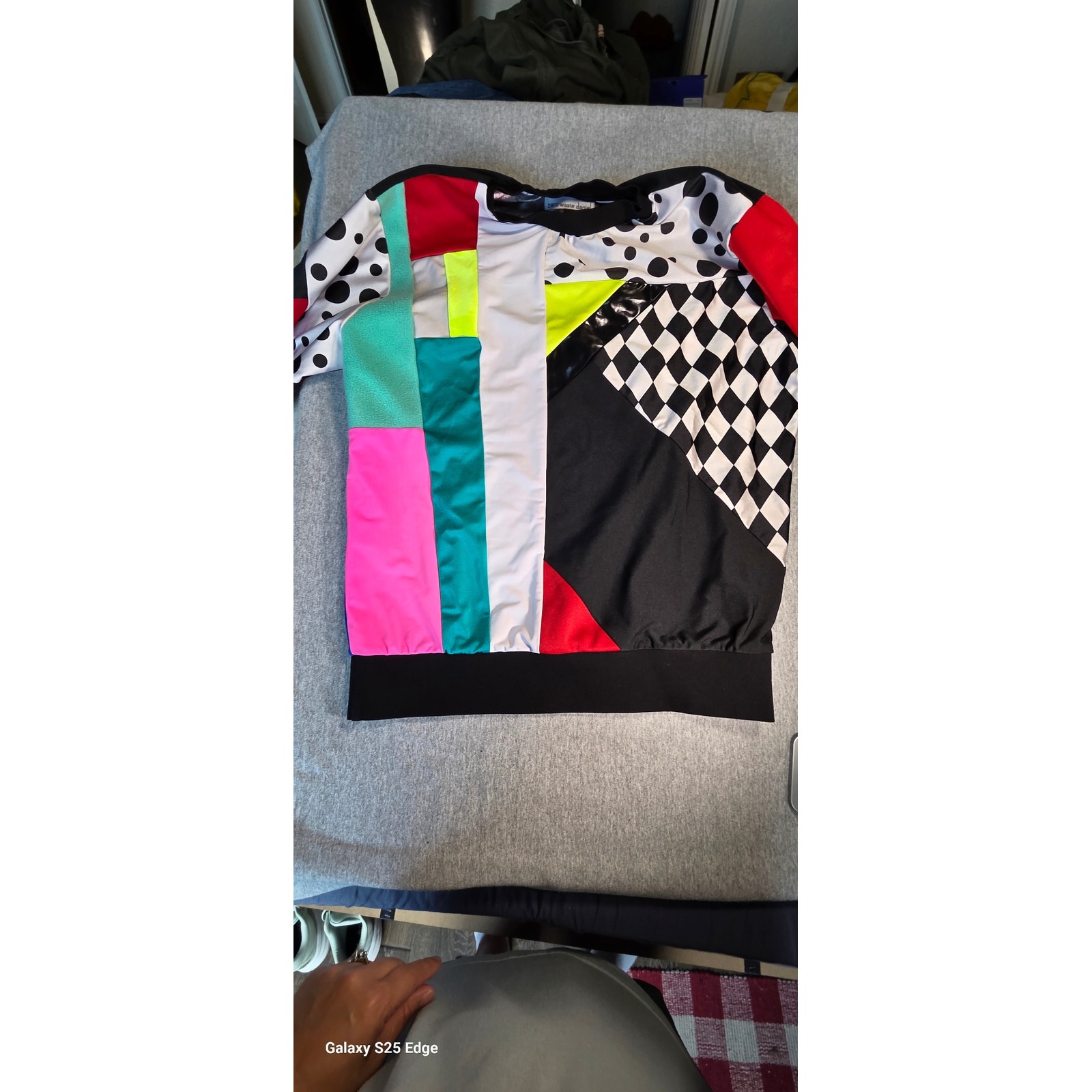Zero Waste Daniel Patchwork Long Sleeve Top Multicolor Checkerboard Polka Dot S — image 5 of 8